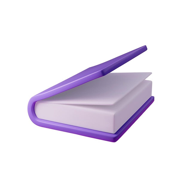 Векторная иллюстрация фиолетовой книги 3d, отражающая знания и образование, идеально подходит для электронного обучения, издательства и академических тем. Цветный современный дизайн, идеальный для цифровых проектов и печати
