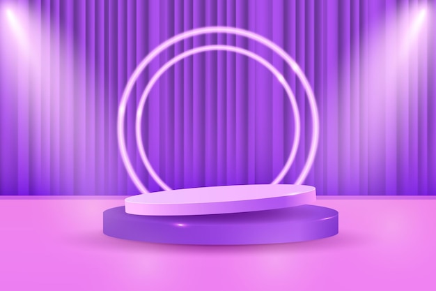 3D Фиолетовый занавес Подиум