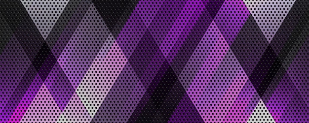3d фиолетово-серые линии абстрактного фона перекрывают слой на темном пространстве с эффектом перфорированных точек