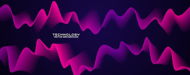 3D purple pink technology abstract background overlap layer on dark space with glowing waves effect