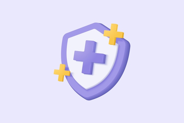 3d purple plus sign icon on the white background cartoon icon of first aid and health care with minimal style medical symbol of emergency help 3d aid vector render illustration