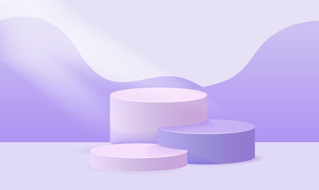 製品の 3 d 紫色の表彰台 抽象的なシーンの背景 製品プレゼンテーション モックアップ ショー化粧品 表彰台ステージ台座またはプラットフォーム ベクトル図