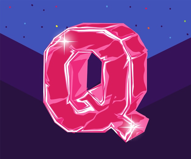 3D Q Pink letter alphabet vector illustration