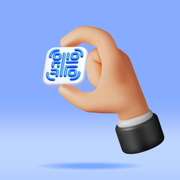 손에 3d QR 코드 아이콘