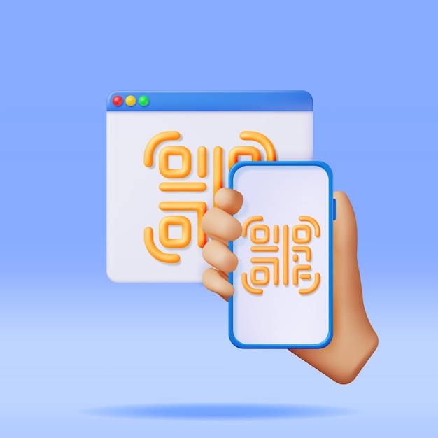 手でスマート フォンの 3 d qr コード アイコン