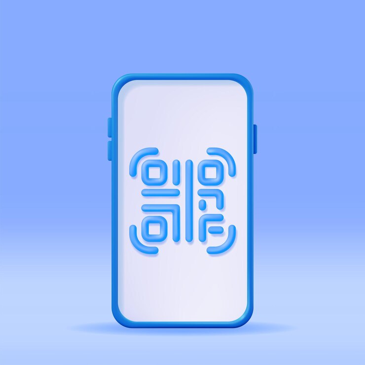 Vector 3d qr code icon on smartphone