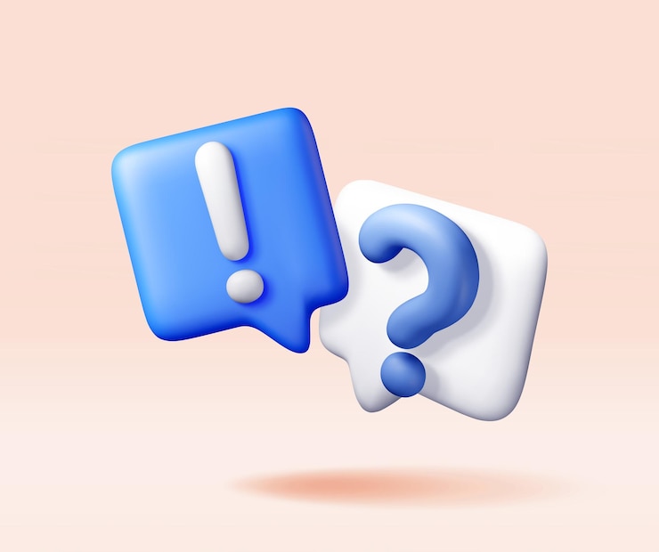 Vector 3d question and exclamation marks in speech bubble