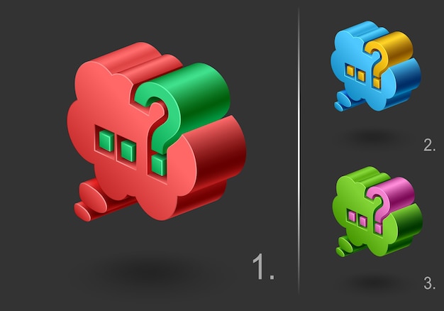 3d question mark icon, set web element design