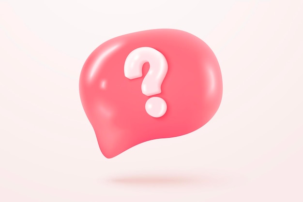 3d 물음표 아이콘 기호 또는 질문 FAQ 및 QA 답변 솔루션 정보 질문 질문 답변 기호 또는 만화 최소 스타일 개념 3d 아이콘 벡터 렌더링 그림 문제