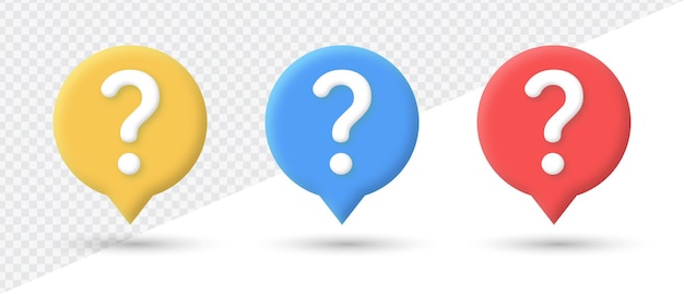 3d question mark sign in speech bubble icon or faq sign chat bubbles customer support help sign