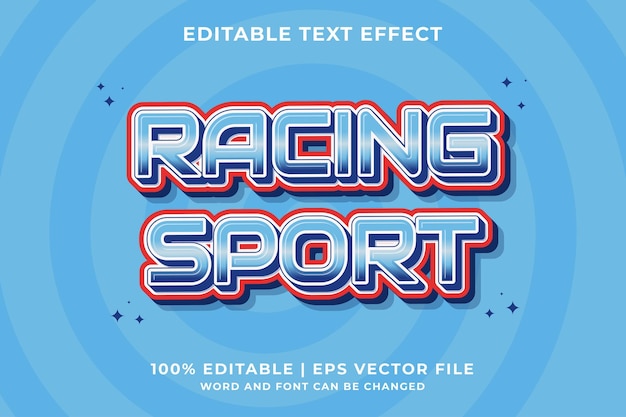 3D Racing Sport Cartoon bewerkbaar teksteffect Premium Vector