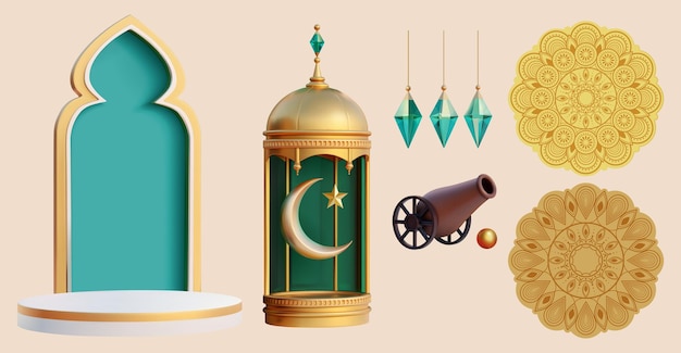 Vector 3d ramadan feestelijke elementen set