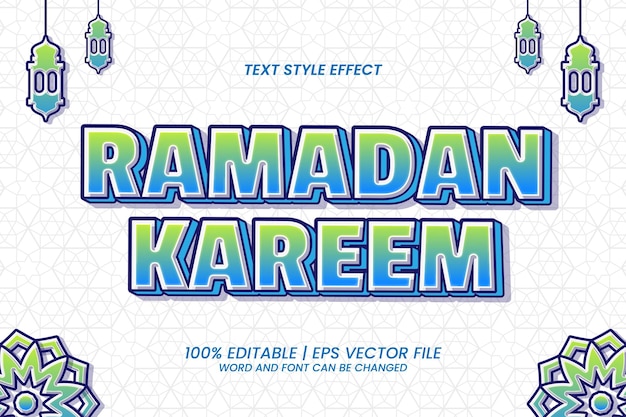 3d ramadan kareem editable text effect paper art style