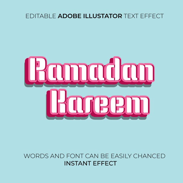 3d ramadan kareem editable vector text effect mockup