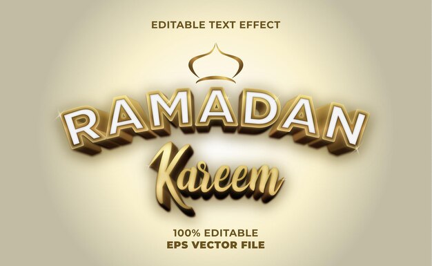 Vector 3d ramadan kareem teksteffectsjabloon met gouden effect