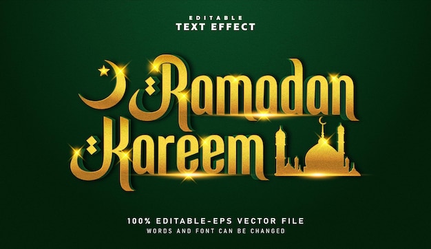 Vettore effetto testo 3d ramadan kareem effetto testo modificabile