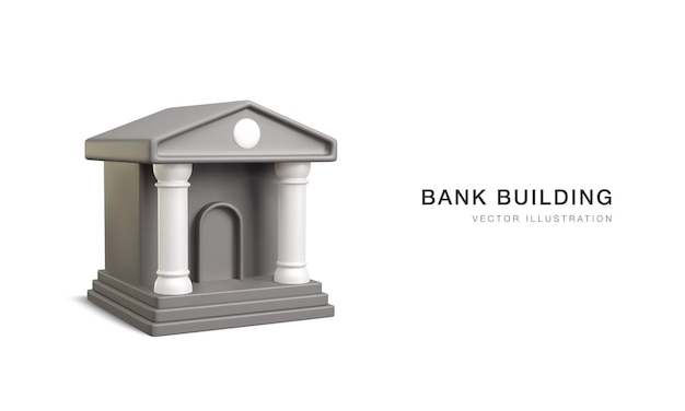 3d realistic bank building Online banking or bank transactions and service concept Vector illustration