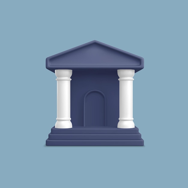 3d realistic bank building Online banking or bank transactions and service concept Vector illustration