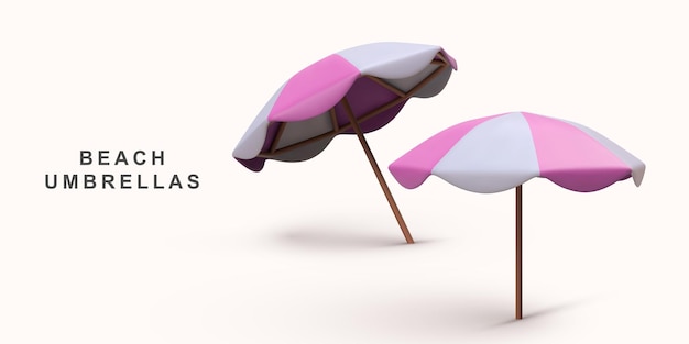 Banner realistico 3d in stile con due ombrelli