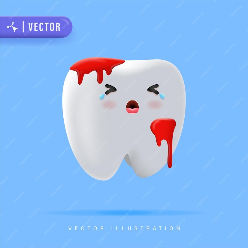 Premium Vector | 3d realistic bleeding teeth vector illustration