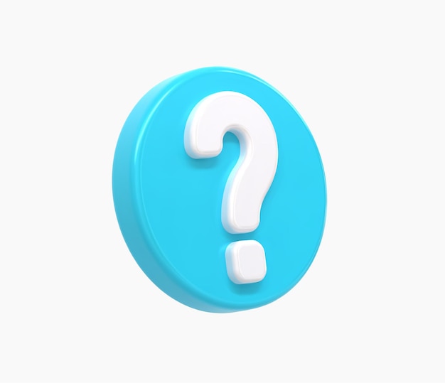 3d realistic blue question mark button vector illustration