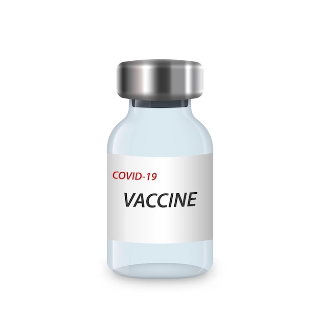 3d Realistic Bottle isolated. Coronavirus Vaccine injection vial for your design