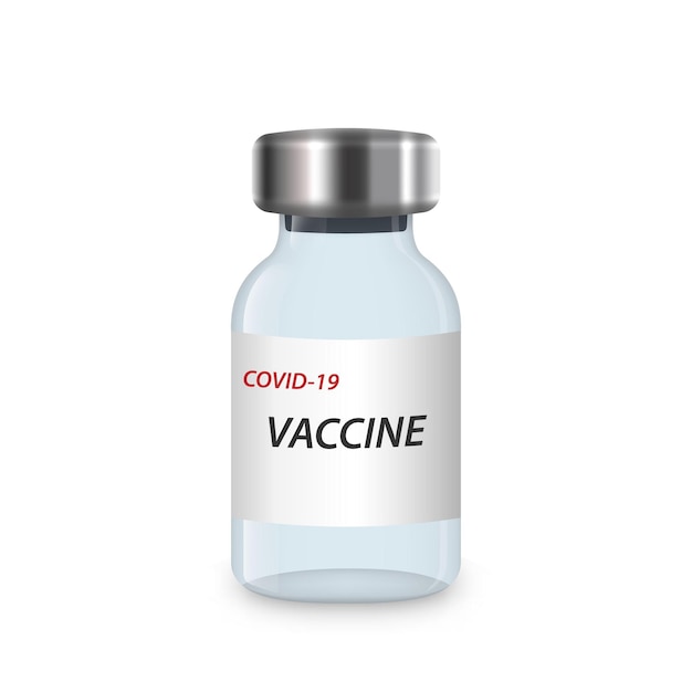 Vector 3d realistic bottle isolated. coronavirus vaccine injection vial for your design