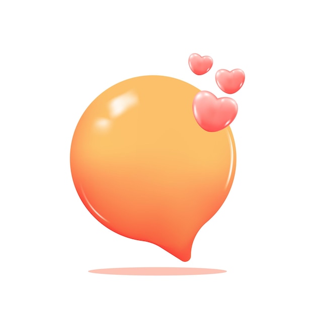 3d realistic bubble hcat with love vector icon illustration