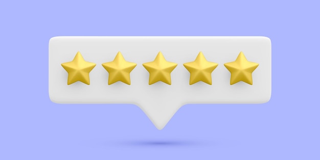 3d realistic bubble rating five stars for excellent services Rating from customer product review Quality customer feedback concept Vector illustration