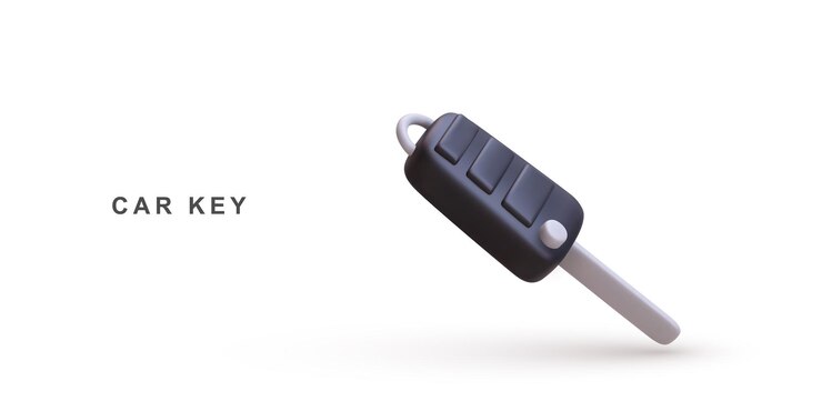 Vector 3d realistic car key isolated on white background