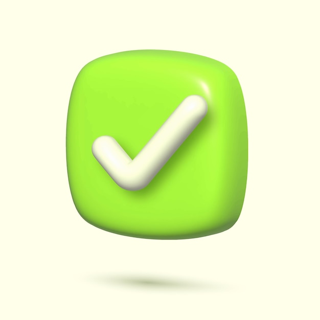 3D Realistic check mark button Vector