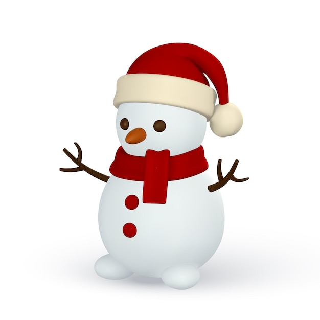 3d realistic Christmas snowman Xmas or New Year's decorative element Vector illustration