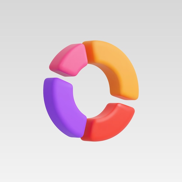3d realistic circle diagram pie chart vector illustration