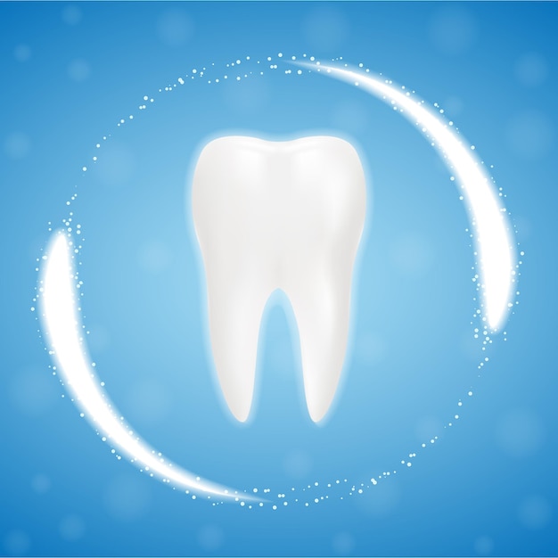 3d realistico pulito dente schiarimento dente processo sbiancamento dei denti concetto di salute dentale cura orale restauro dei denti isolato su uno sfondo realistico illustrazione vettoriale