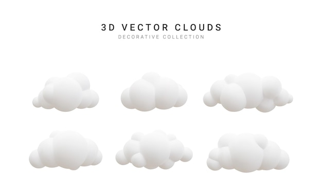 3d realistic clouds collection vector illustration