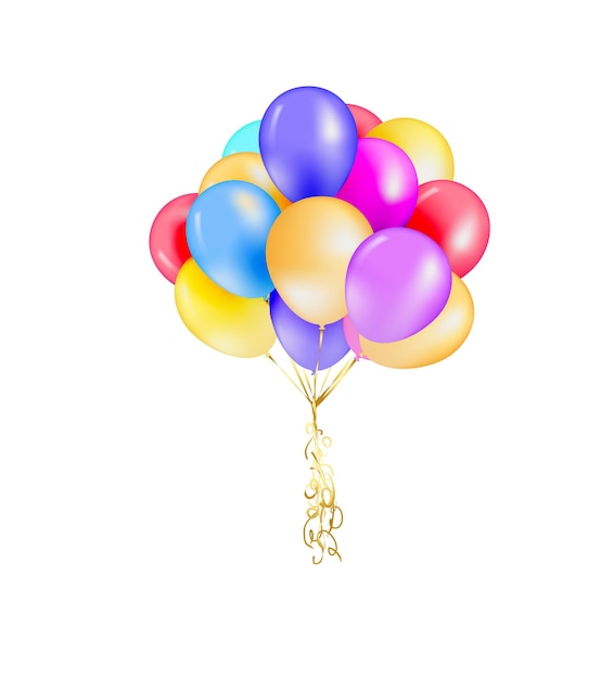 3d Realistic Colorful Bunch of Balloons