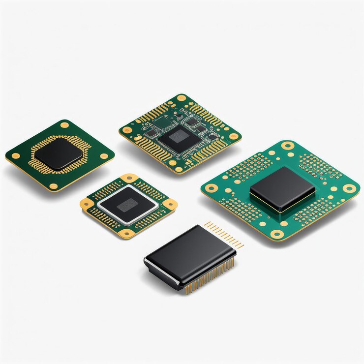 Vector 3d realistic computer chip set