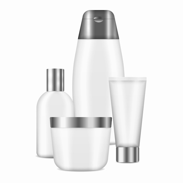 3dリアルな化粧品包装モックアップ美容製品のボトルと容器噴霧器ボトルベクトル