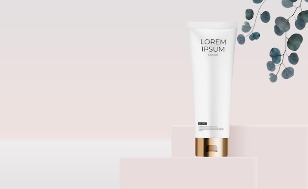 3d realistic cream tube design template