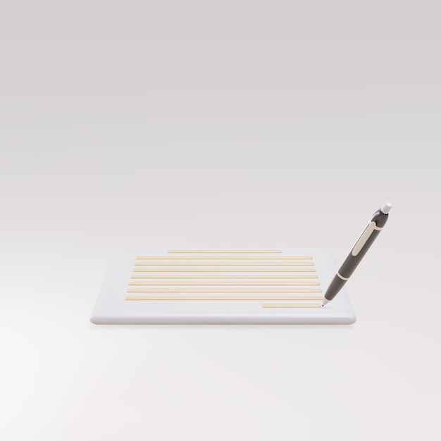 3d realistic documents and pens icon