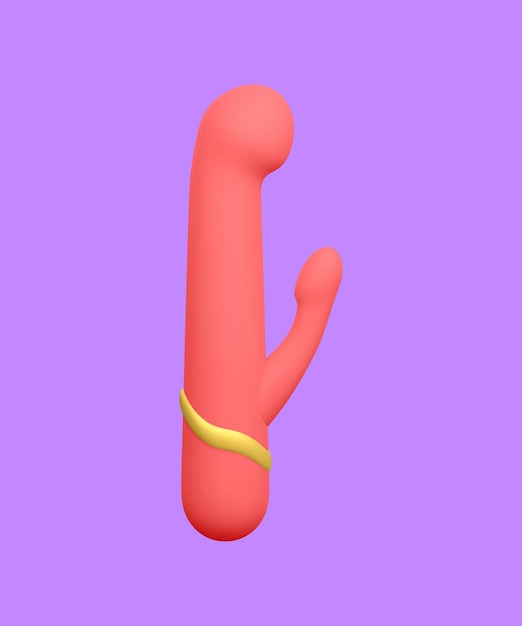 Vibratore dildo a doppia testa realistico 3d isolato su sfondo chiaro giocattolo sessuale per sex shop illustrazione vettoriale