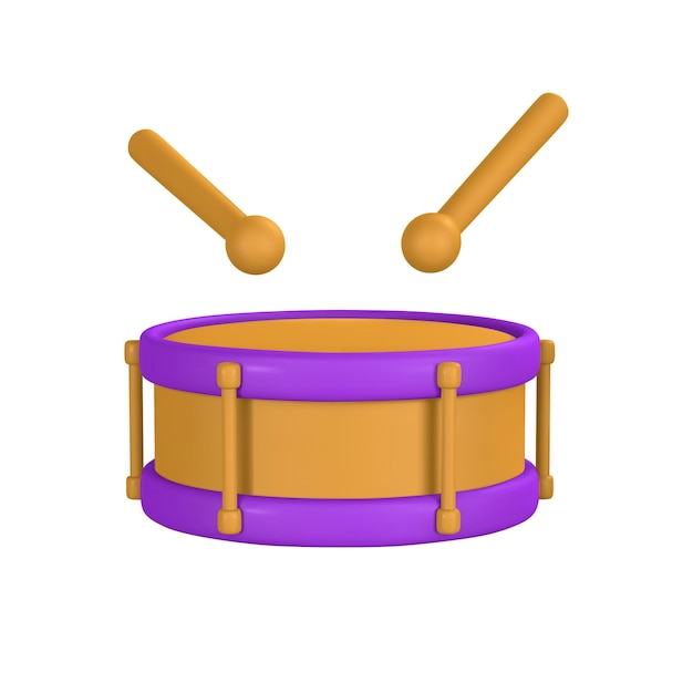 3d realistic drum for music concept design in plastic cartoon style Vector illustration