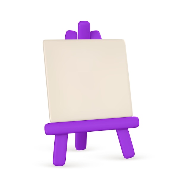 3d realistic easel with empty canvas easel with poster in cartoon style vector illustration