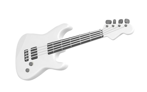 Chitarra elettrica realistica 3d per il concept design musicale in stile cartone animato in plastica illustrazione vettoriale