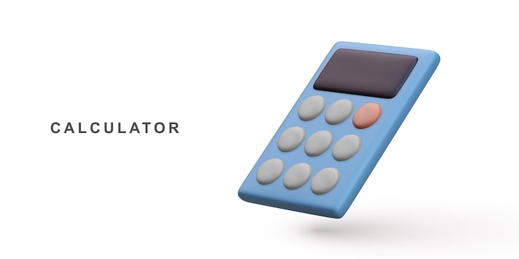 वेक्टर 3d realistic flying calculator on white background vector illustration