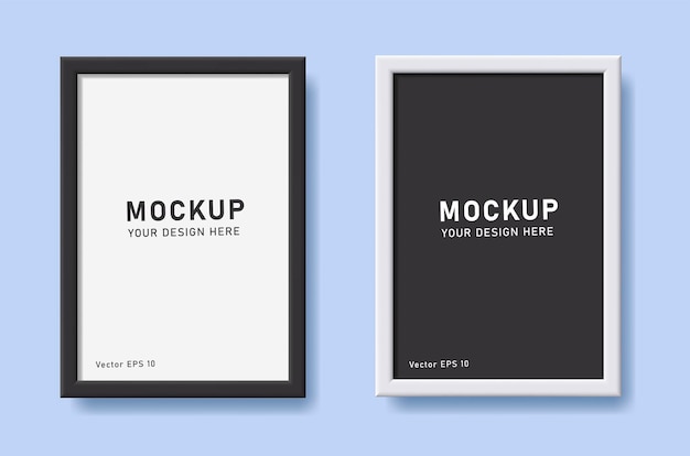 Vector 3d realistic frame mockup in black and white colors