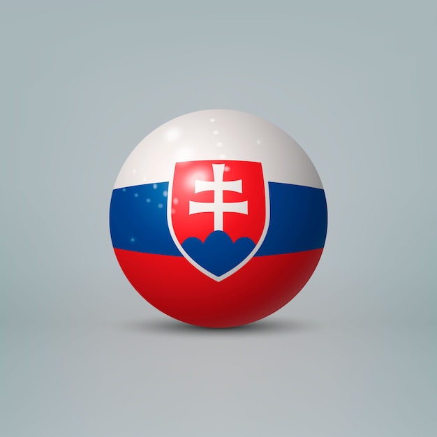 ベクトル スロバキアの旗が付いている3dの現実的な光沢のあるプラスチックボールまたは球