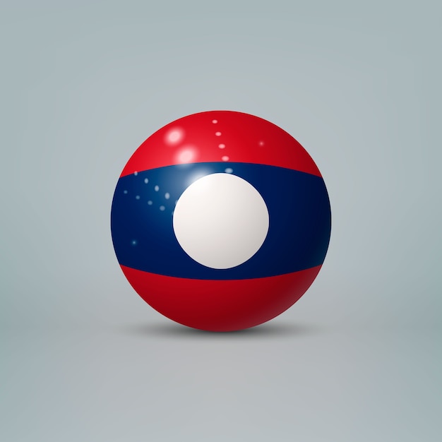 3d realistic glossy plastic ball or sphere with flag of Laos