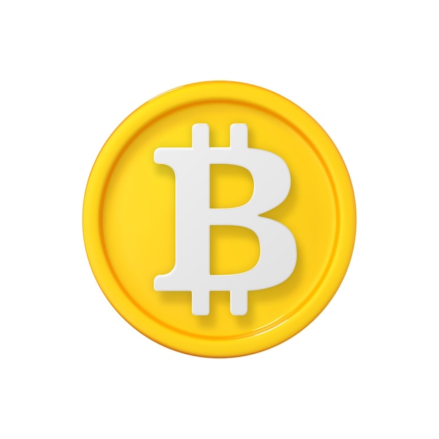 Vector 3d realistic gold coin icon coin with bitcoin sign vector 3d cartoon illustration isolated on white background