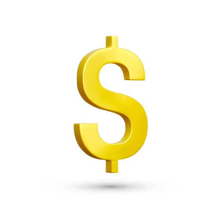 Vector 3d realistic gold dollar sign us dollar currency symbol isolated on white background vector illustration